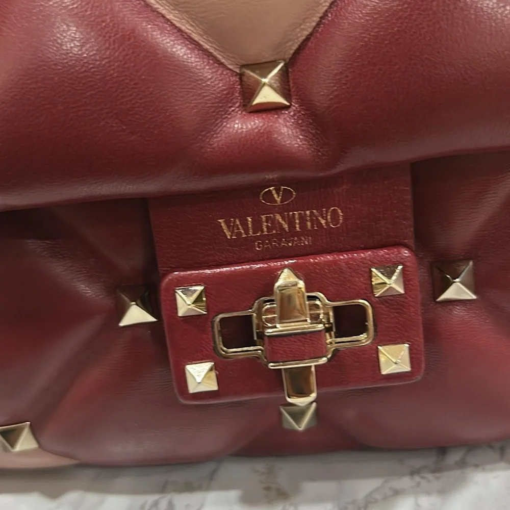 Valentino Garavani Red and Pink Quilted Studded Bag - Picture 3 of 13